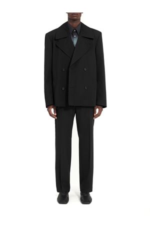 Giacca nera a doppio petto in gabardina di cotone MM6 MAISON MARGIELA | SH0AM0072M35734900